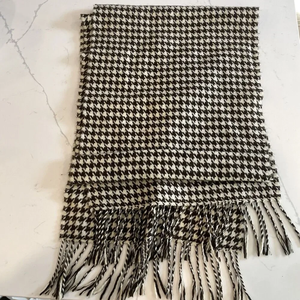 Cashmere Houndstooth Scarf Made In Scotland 64x12